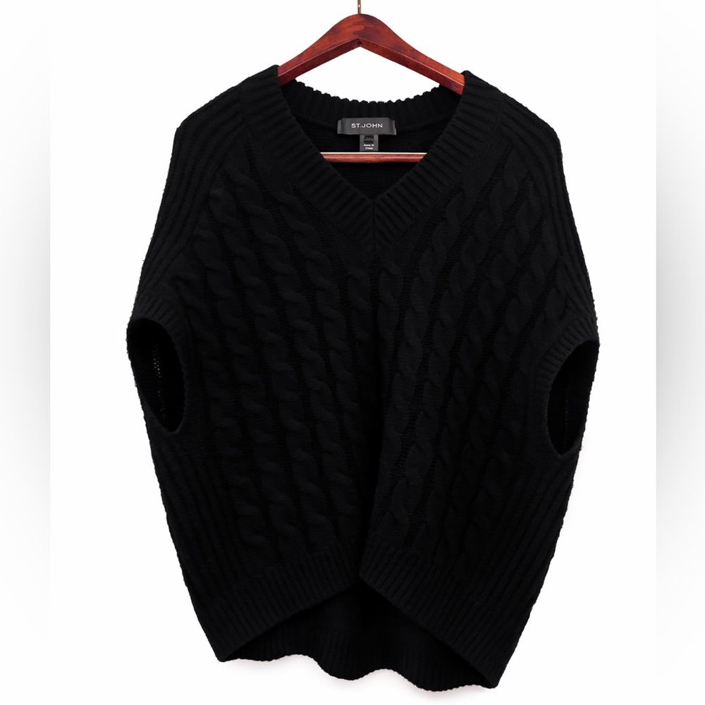 St. John cable knit cocoon poncho sweater